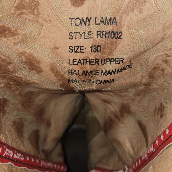 Vintage Tony Lama Mens 13D Buckaroo Leather Western Tall Shaft Embroidered Boots - Picture 8 of 16